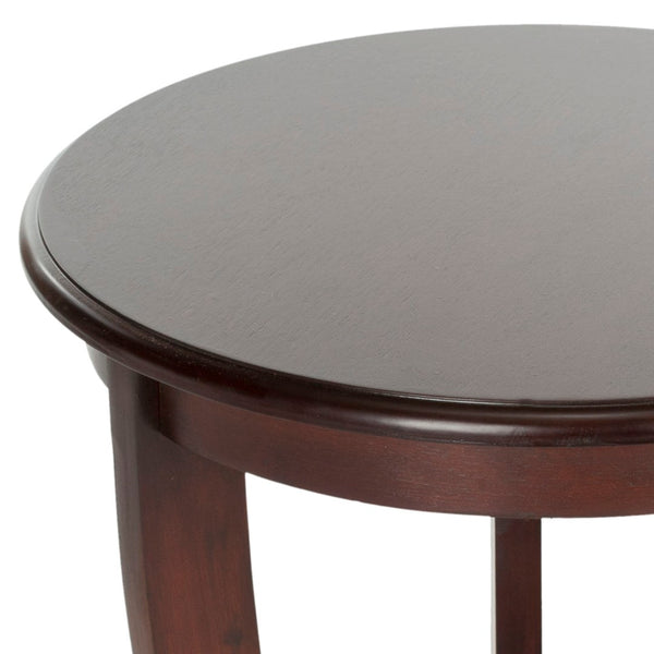 Safavieh Mary Pedestal Side Table - Elegant Vintage-Style Accent With Cabriole Legs And Two-Tier Design Dark Cherry AMH5711D
