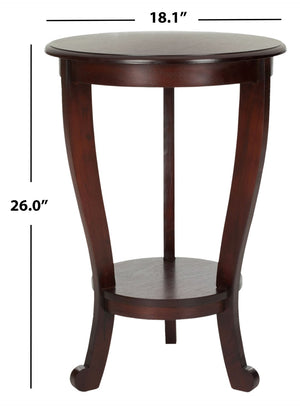 Safavieh Mary Pedestal Side Table - Elegant Vintage-Style Accent With Cabriole Legs And Two-Tier Design Dark Cherry AMH5711D