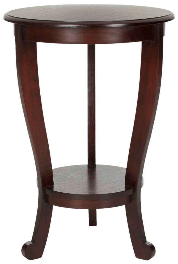 Safavieh Mary Pedestal Side Table - Elegant Vintage-Style Accent With Cabriole Legs And Two-Tier Design Dark Cherry AMH5711D