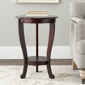 Safavieh Mary Pedestal Side Table - Elegant Vintage-Style Accent With Cabriole Legs And Two-Tier Design Dark Cherry AMH5711D