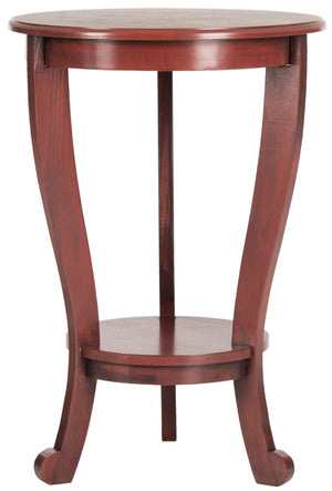 Safavieh Mary Pedestal Side Table - Elegant Vintage-Style Accent With Cabriole Legs And Two-Tier Design Red AMH5711E