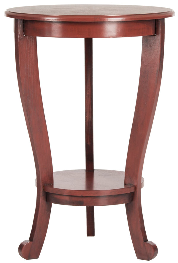 Safavieh Mary Pedestal Side Table - Elegant Vintage-Style Accent With Cabriole Legs And Two-Tier Design Red AMH5711E
