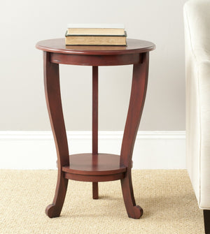 Safavieh Mary Pedestal Side Table - Elegant Vintage-Style Accent With Cabriole Legs And Two-Tier Design Red AMH5711E