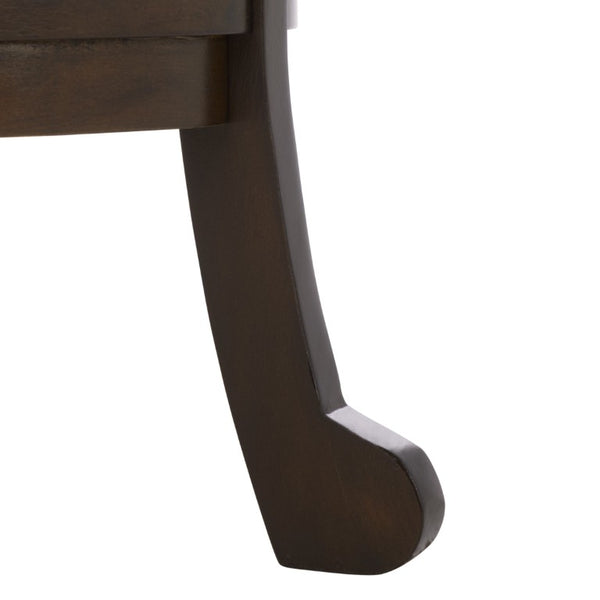 Safavieh Mary Solid Pine Pedestal Side Table with Curved Legs and Tiered Display Shelf Dark Chocolate AMH5711F