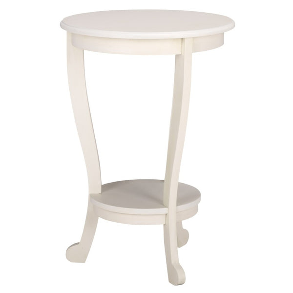 Safavieh Mary Solid Pine Pedestal Side Table with Curved Legs and Tiered Display Shelf Ivory AMH5711J