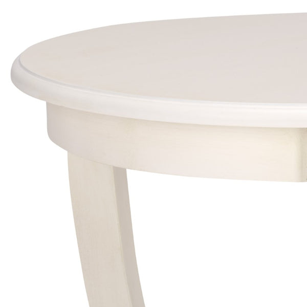 Safavieh Mary Solid Pine Pedestal Side Table with Curved Legs and Tiered Display Shelf Ivory AMH5711J
