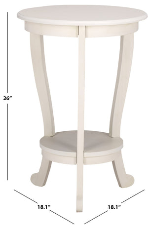 Safavieh Mary Solid Pine Pedestal Side Table with Curved Legs and Tiered Display Shelf Ivory AMH5711J