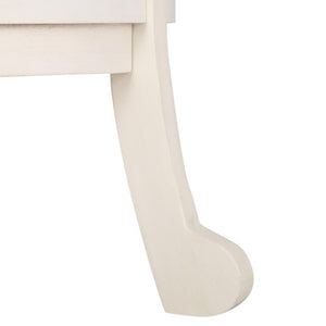 Safavieh Mary Solid Pine Pedestal Side Table with Curved Legs and Tiered Display Shelf Ivory AMH5711J