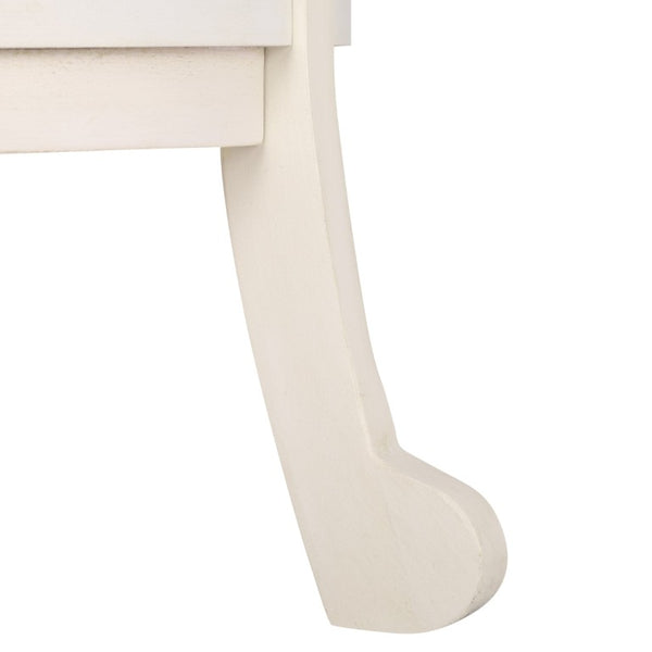 Safavieh Mary Solid Pine Pedestal Side Table with Curved Legs and Tiered Display Shelf Ivory AMH5711J