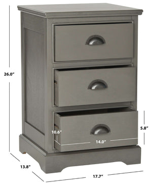 Safavieh Griffin Versatile 3-Drawer Side Table With Farmhouse Charm For Living Room, Bedroom, Or Entryway Grey AMH5717A
