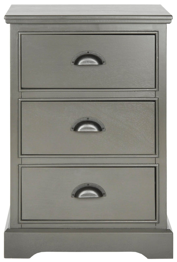Safavieh Griffin Versatile 3-Drawer Side Table With Farmhouse Charm For Living Room, Bedroom, Or Entryway Grey AMH5717A