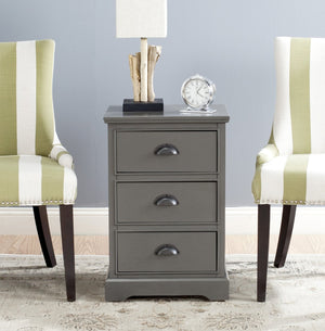 Safavieh Griffin Versatile 3-Drawer Side Table With Farmhouse Charm For Living Room, Bedroom, Or Entryway Grey AMH5717A