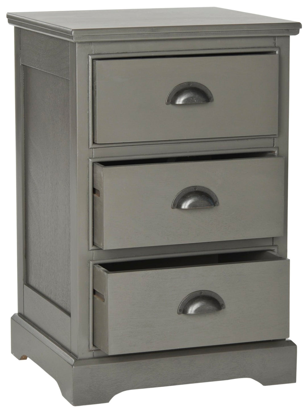 Safavieh Griffin Versatile 3-Drawer Side Table With Farmhouse Charm For Living Room, Bedroom, Or Entryway Grey AMH5717A