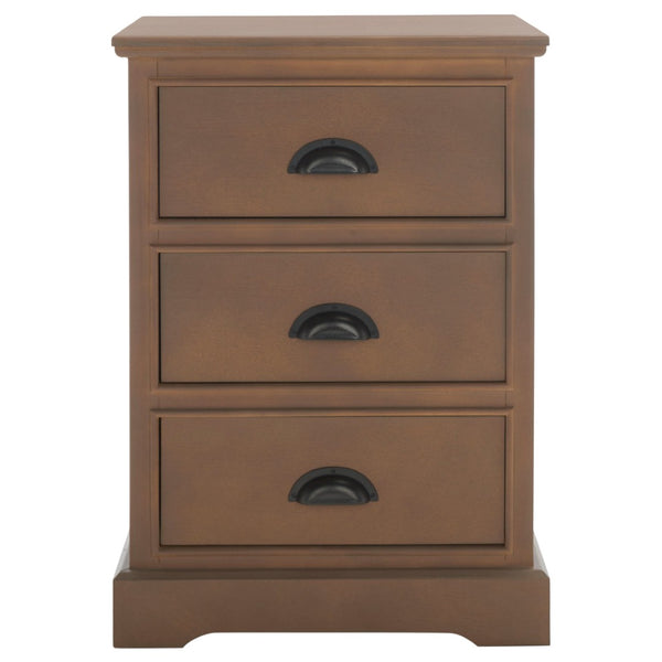 Safavieh Griffin Versatile 3-Drawer Side Table With Farmhouse Charm For Living Room, Bedroom, Or Entryway Sepia AMH5717B