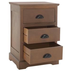 Safavieh Griffin Versatile 3-Drawer Side Table With Farmhouse Charm For Living Room, Bedroom, Or Entryway Sepia AMH5717B