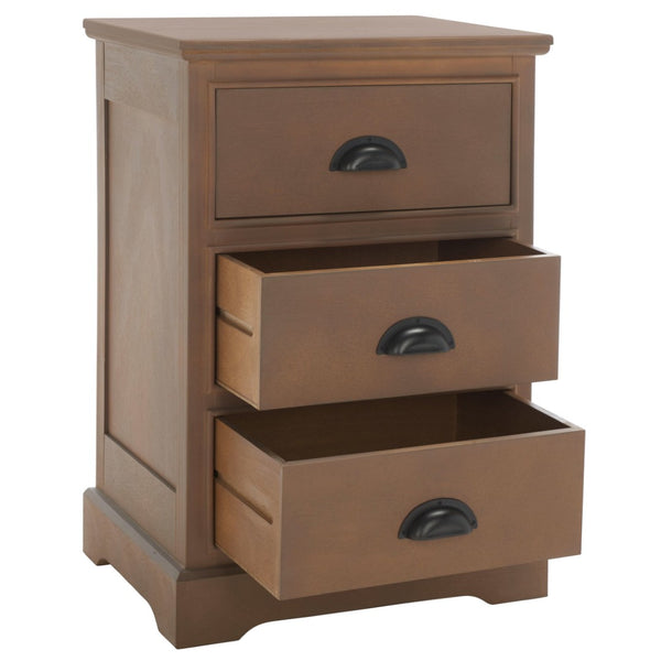 Safavieh Griffin Versatile 3-Drawer Side Table With Farmhouse Charm For Living Room, Bedroom, Or Entryway Sepia AMH5717B