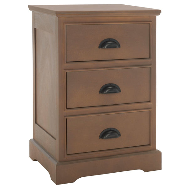 Safavieh Griffin Versatile 3-Drawer Side Table With Farmhouse Charm For Living Room, Bedroom, Or Entryway Sepia AMH5717B