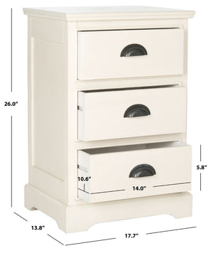 Safavieh Griffin Versatile 3-Drawer Side Table With Farmhouse Charm For Living Room, Bedroom, Or Entryway White AMH5717C