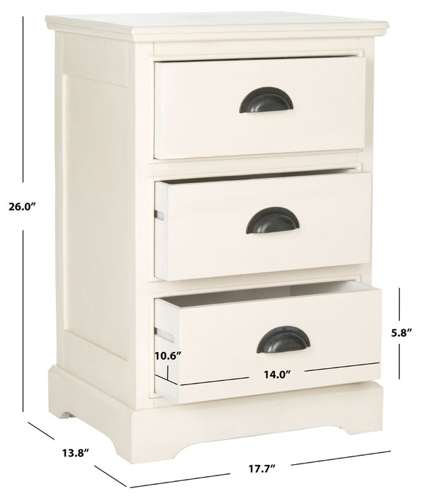 Safavieh Griffin Versatile 3-Drawer Side Table With Farmhouse Charm For Living Room, Bedroom, Or Entryway White AMH5717C