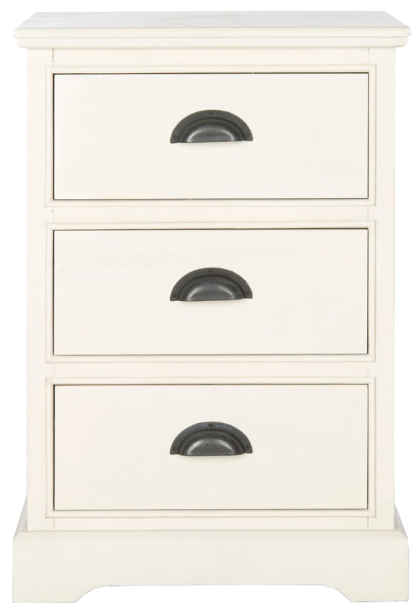 Safavieh Griffin Versatile 3-Drawer Side Table With Farmhouse Charm For Living Room, Bedroom, Or Entryway White AMH5717C