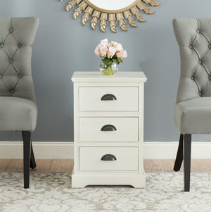 Safavieh Griffin Versatile 3-Drawer Side Table With Farmhouse Charm For Living Room, Bedroom, Or Entryway White AMH5717C
