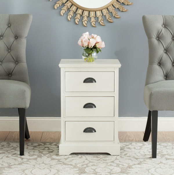 Safavieh Griffin Versatile 3-Drawer Side Table With Farmhouse Charm For Living Room, Bedroom, Or Entryway White AMH5717C