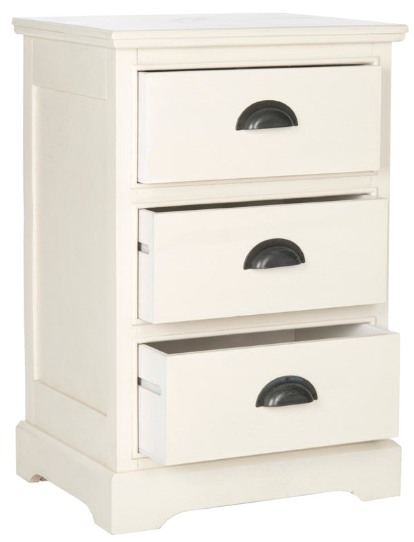 Safavieh Griffin Versatile 3-Drawer Side Table With Farmhouse Charm For Living Room, Bedroom, Or Entryway White AMH5717C