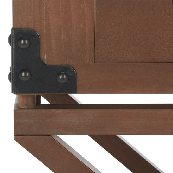 Safavieh Dunstan Accent Table With Hidden Storage Drawer – Vintage British Campaign Style For Any Space Sepia AMH5720B