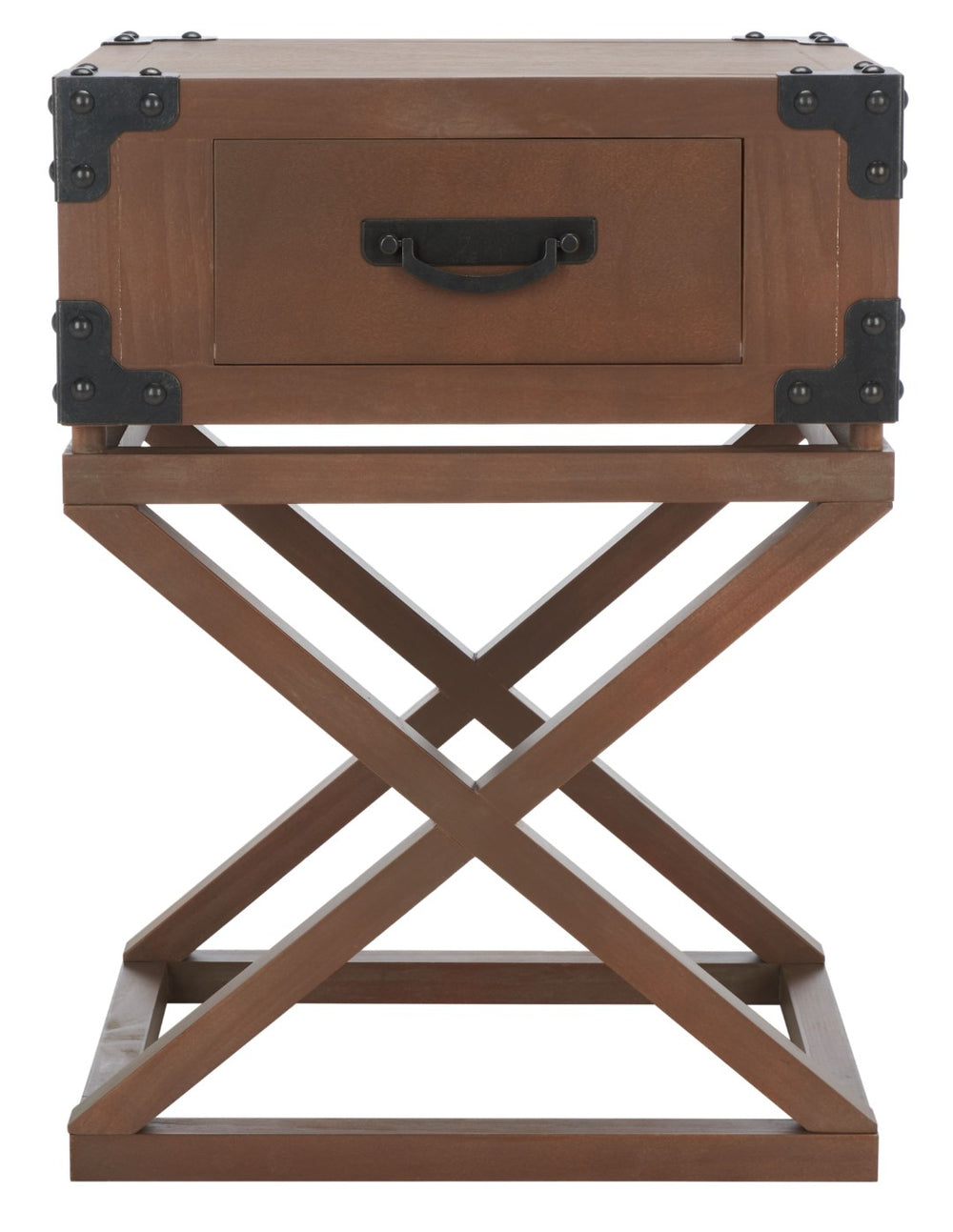 Safavieh Dunstan Accent Table With Hidden Storage Drawer – Vintage British Campaign Style For Any Space Sepia AMH5720B