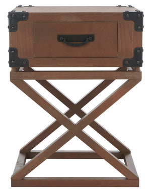 Safavieh Dunstan Accent Table With Hidden Storage Drawer – Vintage British Campaign Style For Any Space Sepia AMH5720B