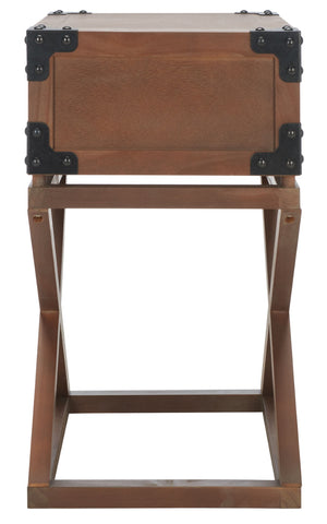 Safavieh Dunstan Accent Table With Hidden Storage Drawer – Vintage British Campaign Style For Any Space Sepia AMH5720B