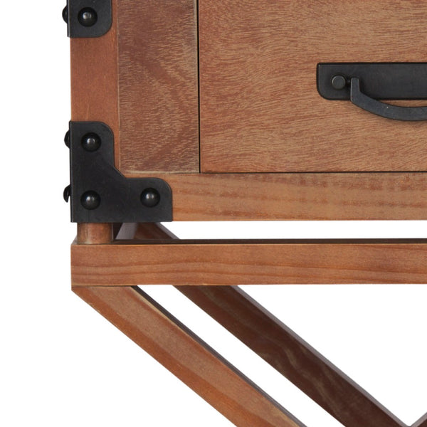 Safavieh Dunstan Accent Table With Hidden Storage Drawer – Vintage British Campaign Style For Any Space Sepia AMH5720B