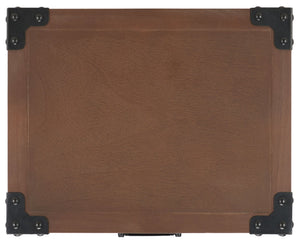 Safavieh Dunstan Accent Table With Hidden Storage Drawer – Vintage British Campaign Style For Any Space Sepia AMH5720B
