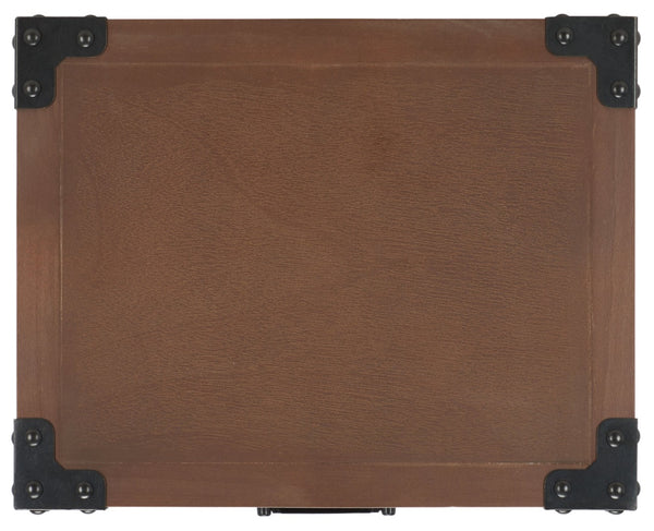 Safavieh Dunstan Accent Table With Hidden Storage Drawer – Vintage British Campaign Style For Any Space Sepia AMH5720B