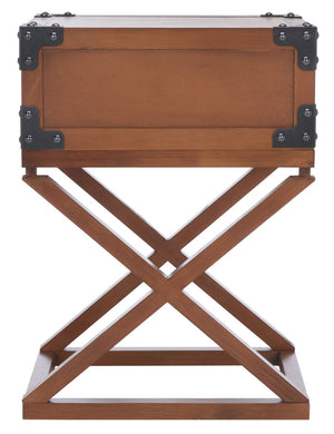 Safavieh Dunstan Accent Table With Hidden Storage Drawer – Vintage British Campaign Style For Any Space Brown AMH5720D