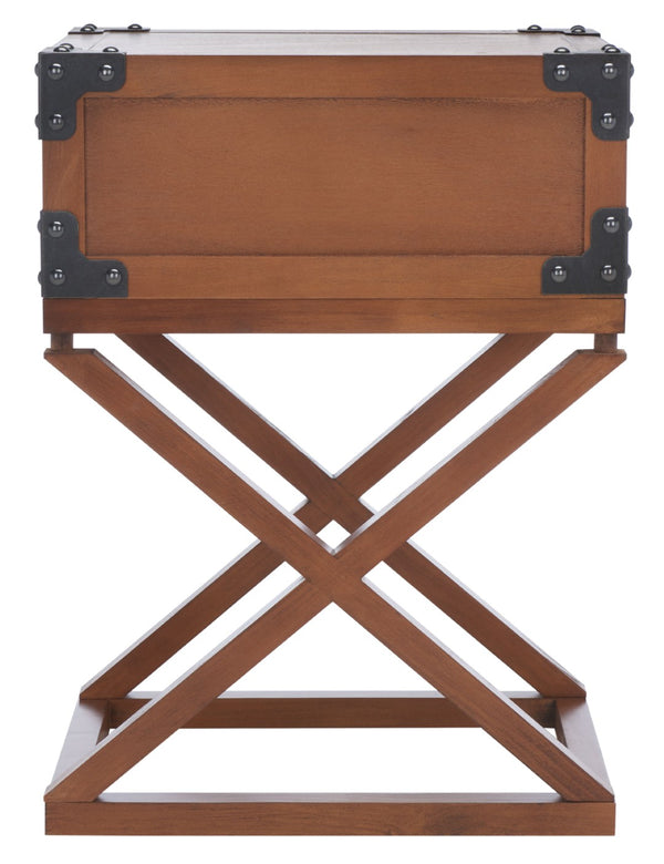 Safavieh Dunstan Accent Table With Hidden Storage Drawer – Vintage British Campaign Style For Any Space Brown AMH5720D
