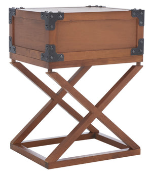Safavieh Dunstan Accent Table With Hidden Storage Drawer – Vintage British Campaign Style For Any Space Brown AMH5720D