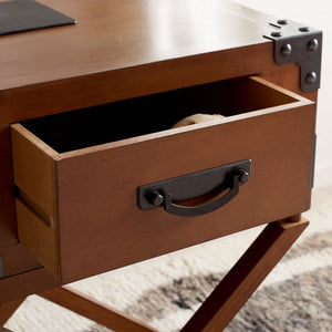 Safavieh Dunstan Accent Table With Hidden Storage Drawer – Vintage British Campaign Style For Any Space Brown AMH5720D