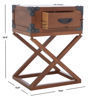 Safavieh Dunstan Accent Table With Hidden Storage Drawer – Vintage British Campaign Style For Any Space Brown AMH5720D