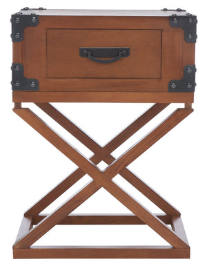 Safavieh Dunstan Accent Table With Hidden Storage Drawer – Vintage British Campaign Style For Any Space Brown AMH5720D