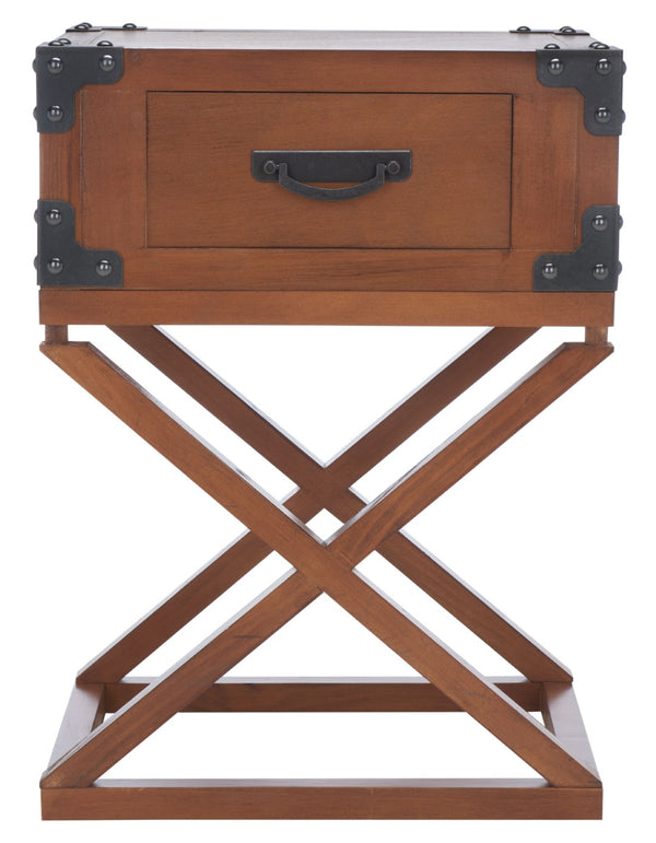 Safavieh Dunstan Accent Table With Hidden Storage Drawer – Vintage British Campaign Style For Any Space Brown AMH5720D
