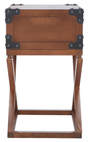 Safavieh Dunstan Accent Table With Hidden Storage Drawer – Vintage British Campaign Style For Any Space Brown AMH5720D
