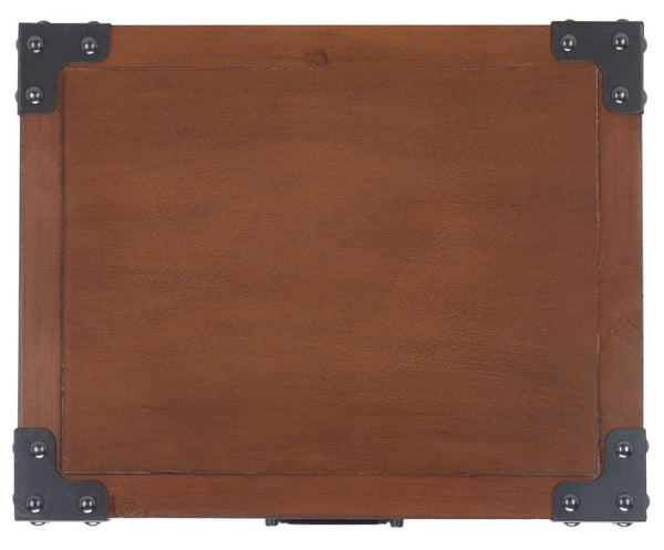 Safavieh Dunstan Accent Table With Hidden Storage Drawer – Vintage British Campaign Style For Any Space Brown AMH5720D