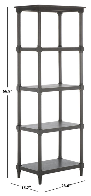 Safavieh Odessa 5-Tier Bookcase - Timeless Charm With Spindle Frame, Spacious Shelves For Stylish Organization Grey AMH5721A