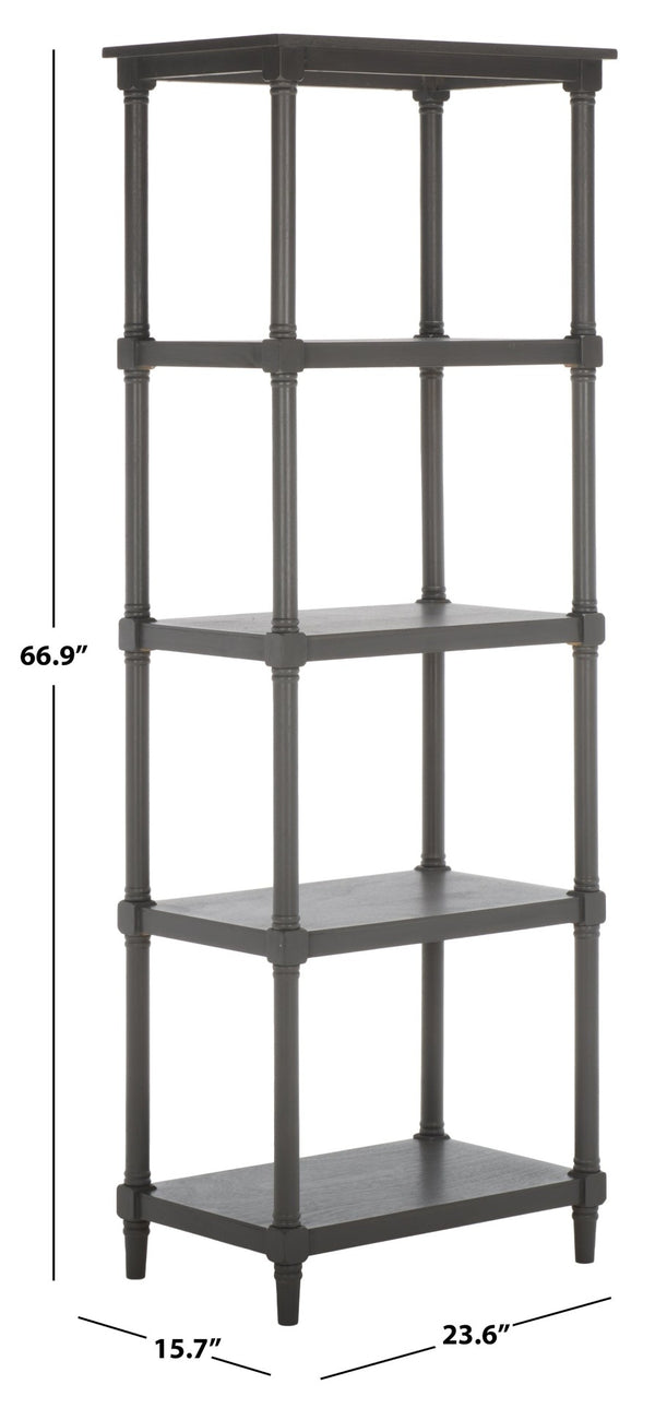Safavieh Odessa 5-Tier Bookcase - Timeless Charm With Spindle Frame, Spacious Shelves For Stylish Organization Grey AMH5721A