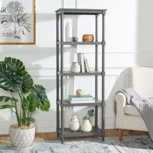 Safavieh Odessa 5-Tier Bookcase - Timeless Charm With Spindle Frame, Spacious Shelves For Stylish Organization Grey AMH5721A