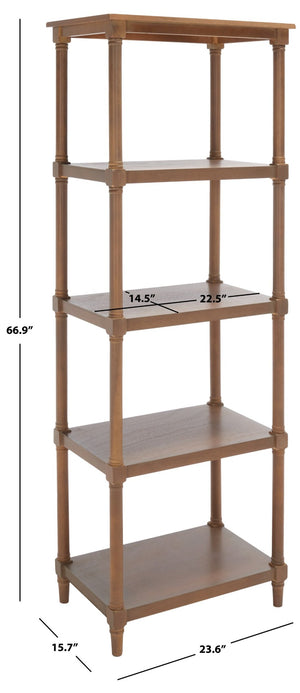 Safavieh Odessa 5-Tier Bookcase - Timeless Charm With Spindle Frame, Spacious Shelves For Stylish Organization Sepia AMH5721B