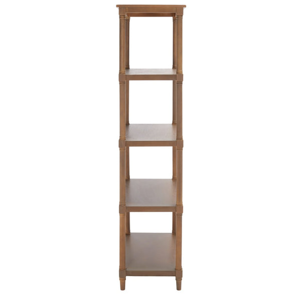 Safavieh Odessa 5-Tier Bookcase - Timeless Charm With Spindle Frame, Spacious Shelves For Stylish Organization Sepia AMH5721B