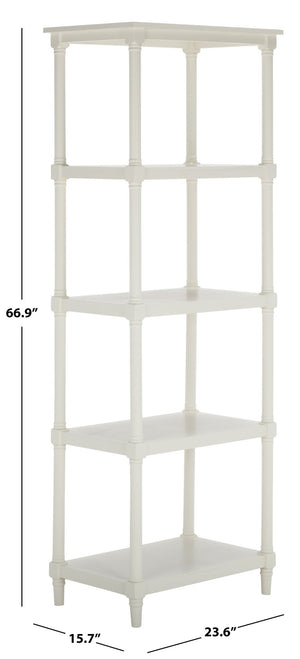 Safavieh Odessa 5-Tier Bookcase - Timeless Charm With Spindle Frame, Spacious Shelves For Stylish Organization Vintage White AMH5721C