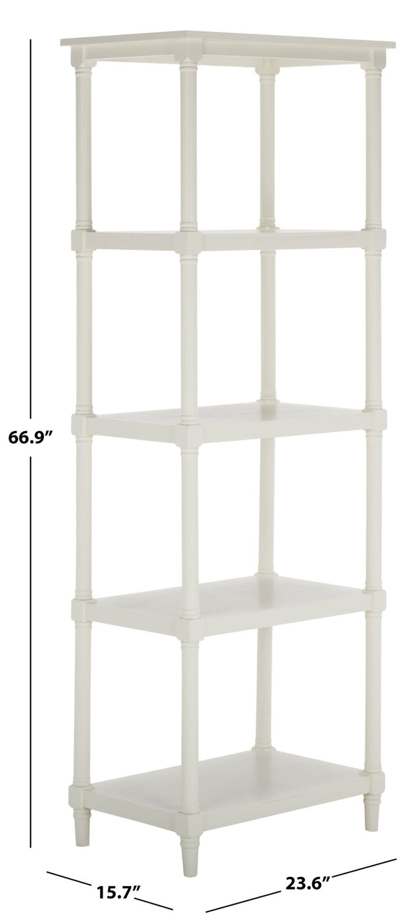 Safavieh Odessa 5-Tier Bookcase - Timeless Charm With Spindle Frame, Spacious Shelves For Stylish Organization Vintage White AMH5721C